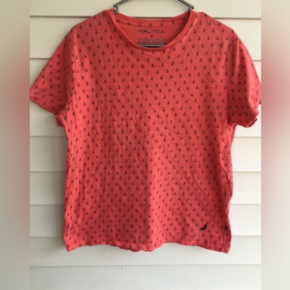 Men Nautica Anchor Motif Tee-Shirt Navy & Shell Size M•FromHoll.bigcartel.com